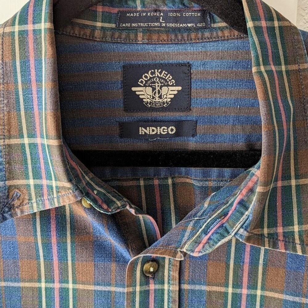 Dockers by Levi's Mens LS Button Down Shirt Size L Plaid Business Casual Comfort